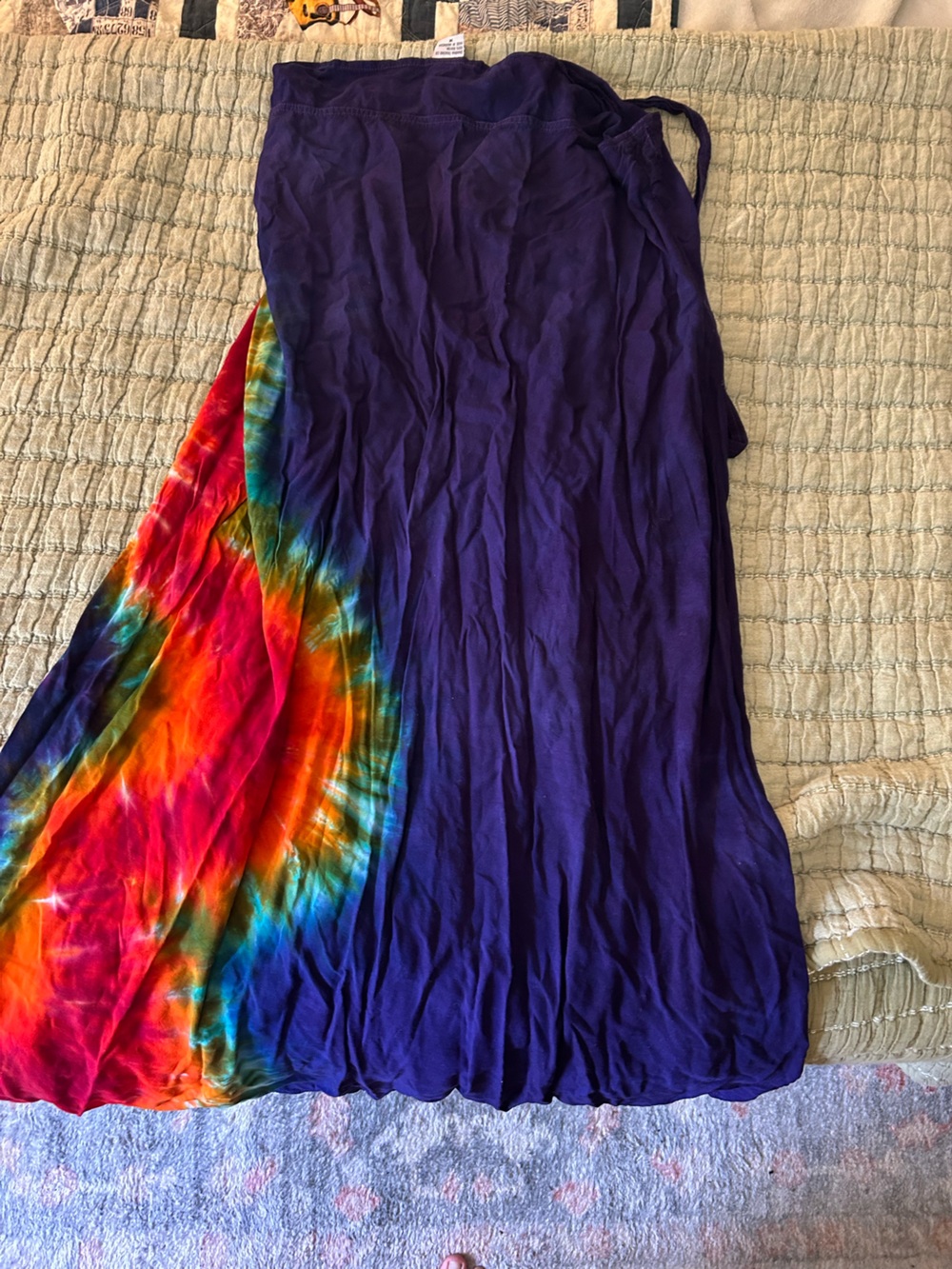 Tie-Dye Maxi Skirt in Purple with Multicolor Accents - Picture 2 of 3